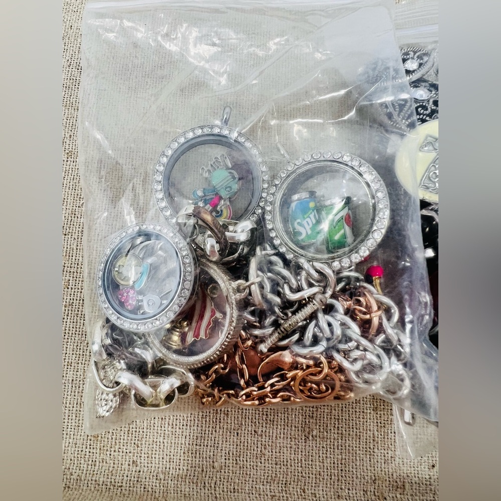 Silver & Gold Tone Glass Beaded Charm Bracelet, Necklace Jewelry Making Lot 8LBS - Picture 15 of 16